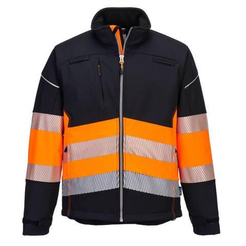 PORTWEST PW375 VESTE SOFTSHELL PW3 HAUTE VISIBILITÉ CLASSE 1 NOIR/ORANGE - TAILLE L