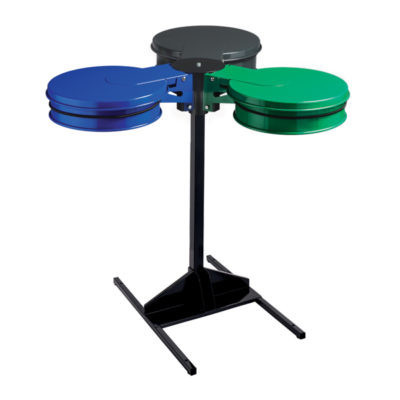 Poteau sur socle pour 2/3 supports sacs gris manganese tondo (type ecollecto)_0