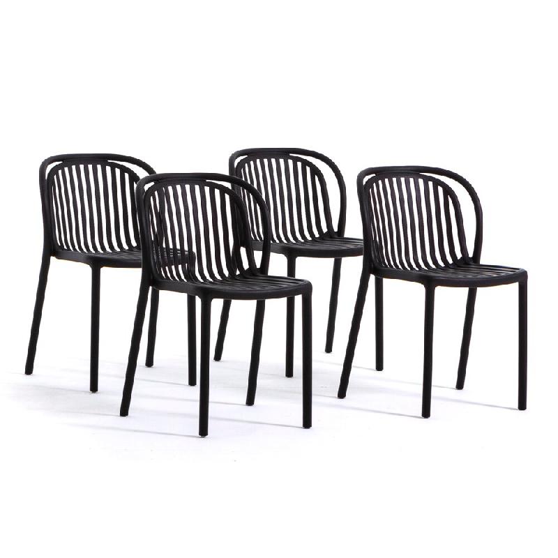 RATTATAN Set de 4 chaises en résine renforcée de fibre de verre, design moderne, empilables pour extérieur, jardin, bar, restaurant, cuisine – El_0