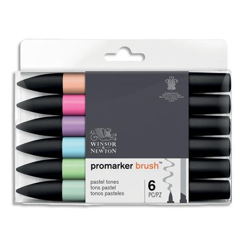 SET DE 6 PROMARKER WINSOR & NEWTON BRUSH - COULEURS TONS PASTEL
