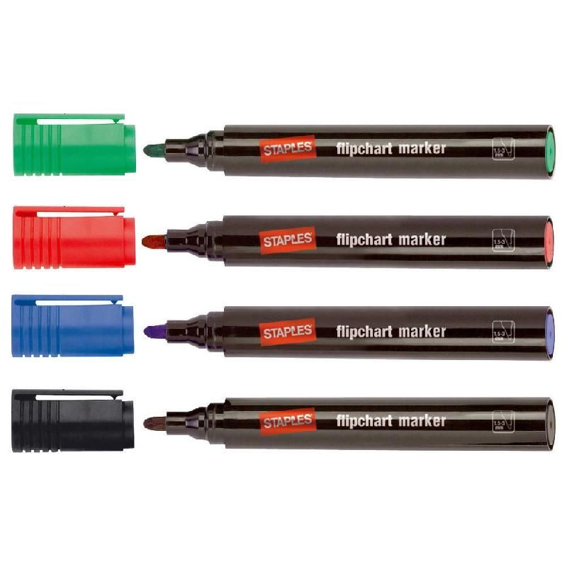 STAPLES MARQUEURS POUR TABLEAU PAPIER STAPLES - POCHETTE DE 4