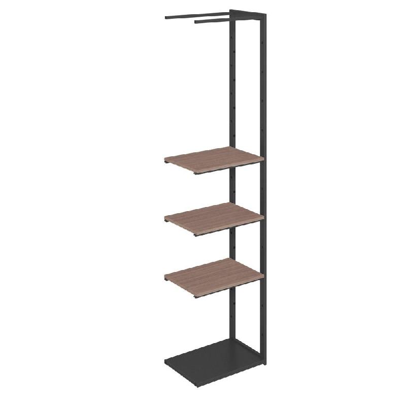 Suite structure Cage noir base métal 58x40x240cm 3 tablettes noyer_0