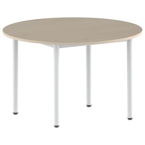 TABLE CARÉLIE RONDE Ø 120 CM FIXE T6 STRAT ÉRABLE BLANC9016 - MOBIDECOR