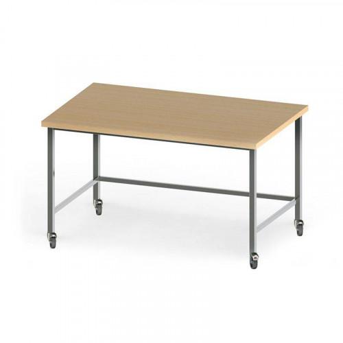 TABLE DE BOULANGERIE AVEC DESSUS EN HÊTRE SUR ROULETTES 1400 X 800 MM
