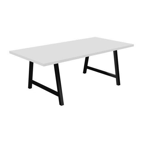 TABLE DE RÉUNION SYNERGY L 200 X P 100 X H 74 CM PIED MÉTAL NOIR PLATEAU BLANC