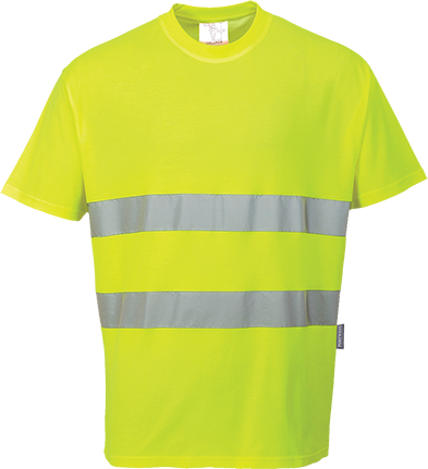 Tee-shirt confort coton jaune S172 - respirant, bandes réfléchissantes, certifié CE, XS_0