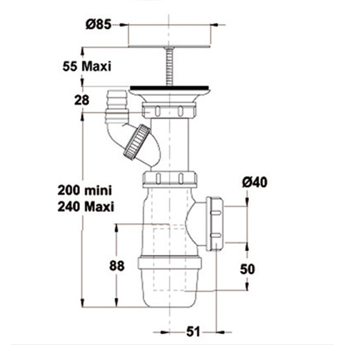 Vidage pour cuve grès simple - Réf AV 350 - BIOLAB - Accessoires pour cuves_0