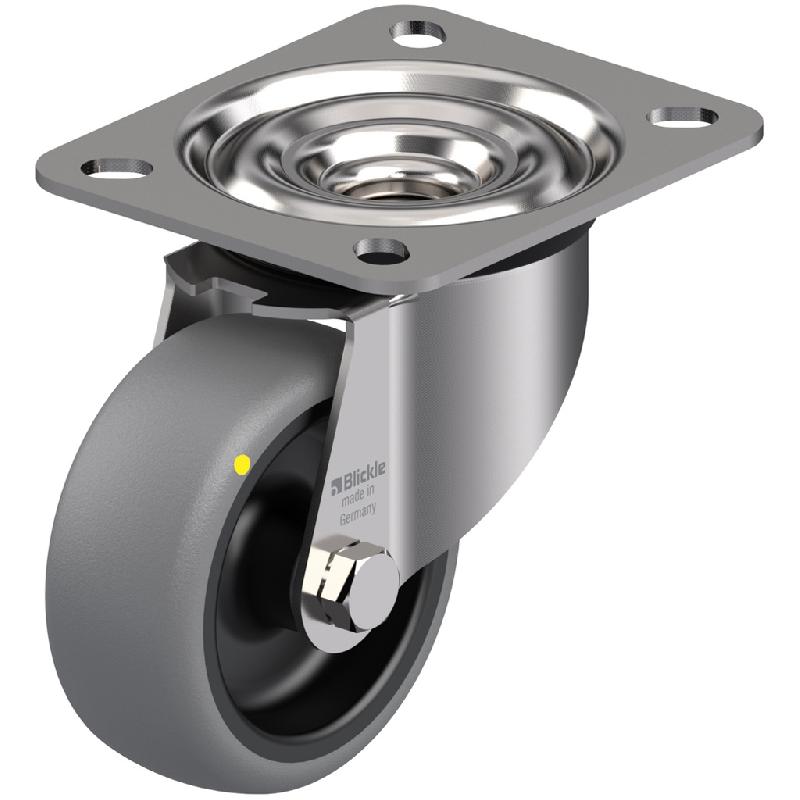 Roulette pivotante de 80 mm en acier inoxydable avec thermoplastique gris conducteur d'électricité_0