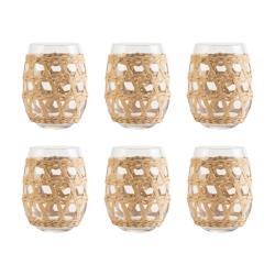 Aulica Verres à eau en rotin 9x9x12cm - lot de 6 - transparent 198001_0