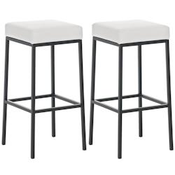 Décoshop26 - Lot de 2 tabourets de bar avec repose-pieds design simple hauteur 85 cm en PVC blanc et métal noir 10_0004380 - blanc 3000252073767_0