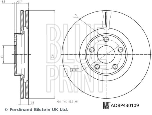 Disque de frein ventilé BLUE PRINT ADBP430109 - avant - boîte de 1 disque_0