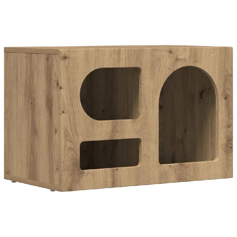 Helloshop26 - Meuble TV contemporain pratique avec étagères 60 x 35 x 40 cm en bois d'ingénierie chêne artisanal 02_0054781 - Bois massif 30002386_0