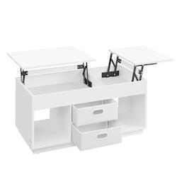 Helloshop26 - Table basse table de salon relevable avec 2 tiroirs et compartiments cachés compartiments ouverts pour salon bureau à 12_0007488 - 300_0