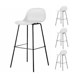 Kosmi Lot de 4 tabourets scandinaves blancs en résine et pieds en métal - Hauteur 76 cm - noir 3760301691990_0