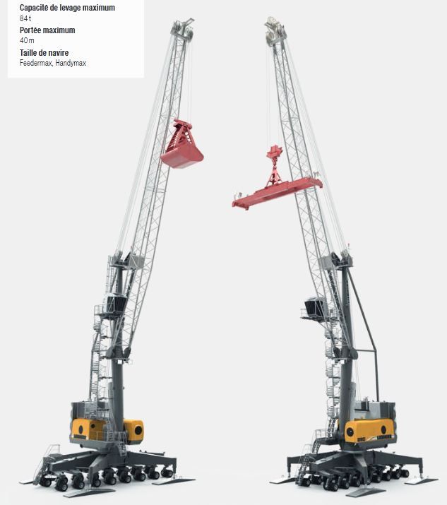 Grue portuaire LPS 280 - Liebherr - capacité de levage max 84t - portée max 40m_0