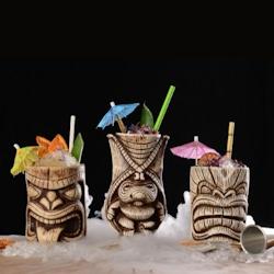 MONDO DECO Set 3 mugs Tiki - Collection Les Tikis 48, 35 et 50 cl Hauteur de 12,7 à 18 cm Diamètre de 7 à 9 cm x 1 set Mondo Déco - marron cérami_0