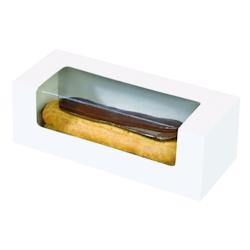 Packnwood FHC - 250 Pcs - Boîte pâtissière en carton avec fenêtre pour éclair ou macaron - 150x60x50mm - blanc recyclable_0
