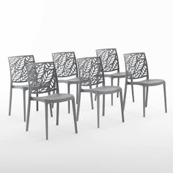RATTATAN Set 6 Chaises en polypropylène avec fibre de verre empilables pour extérieur et jardin, bar et restaurant, cuisine design moderne - DAFNE -_0