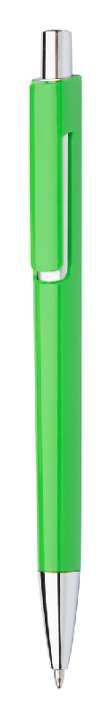 Stylo à bille en plastique coloré - finitions chromées - encre bleue - couleur verte - 9g_0