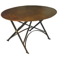 Table ovale pliante rouillé - fer forgé avec macaron laiton - finition extérieure_0