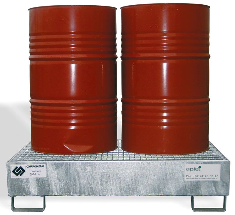 Bac de rétention pour fûts de 200 L adapté au stockage des liquides inflammables_0