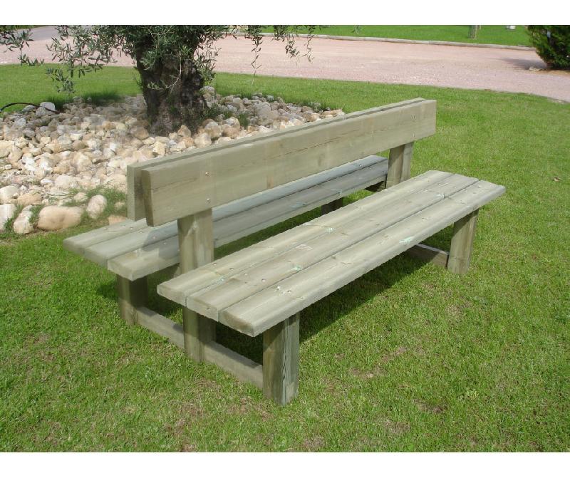 Banc public double en bois - Fabriqué en France - Résistant aux intempéries - Bois certifié PEFC_0