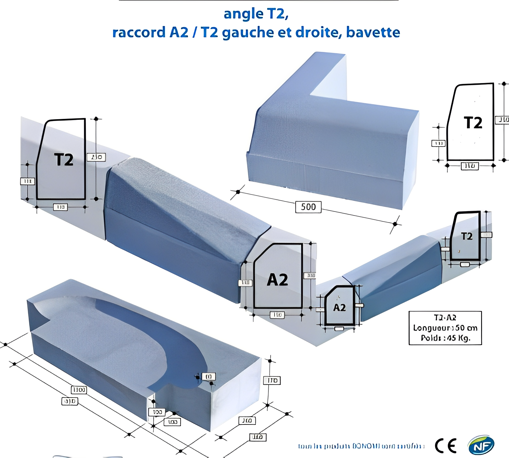 Bordure spéciale: angle t2, raccord a2/t2 gauche et droite, bavette_0