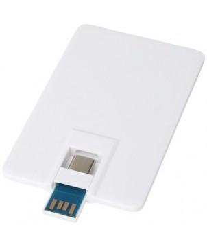 CLÉ USB DUO SLIM DE 32 GO AVEC PORTS TYPE-C ET USB-A 3.0 - BLANC - CLÉS USB PUBLICITAIRES PERSONNALISÉES