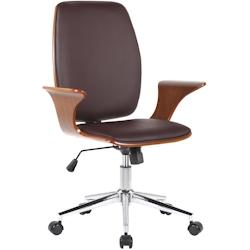 CLP Fauteuil de bureau Burbank avec coque d'assise en bois Noyer / Marron/Similicuir - marron polyester 316768_0
