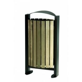 Corbeille publique Arkéa bois 60 litres - ossature bois autoclave et couvercle métal peint_0
