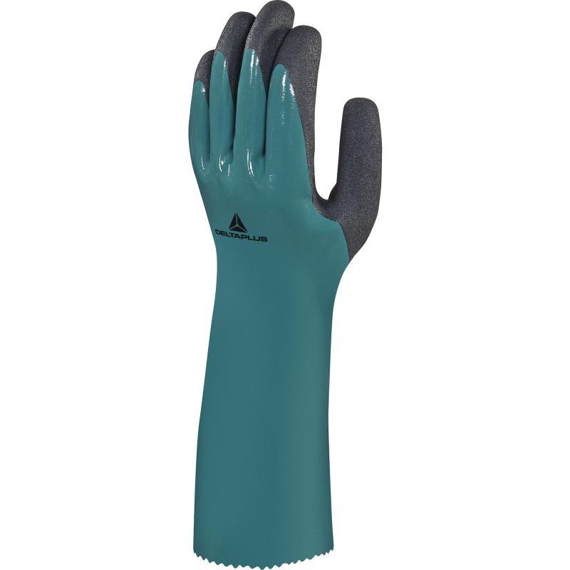 Gant de protection chimique nitrile sur support polyamide - paume enduite mousse nitrile rugueuse - 35 cm - VV835_0