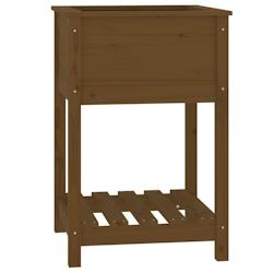 Helloshop26 - Jardinière bac lit surélevé plantes fleurs terrasse jardin avec étagère 54 x 54 x 81 cm bois de pin marron 02_0038393 - 3000214223209_0