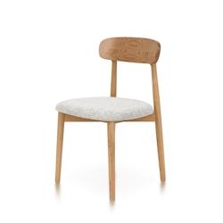 Kosmi Chaise en bois massif naturel avec assise confortable en tissu chiné gris clair – Design moderne et élégant - gris Bois massif 3760301698111_0