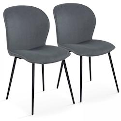 Oviala Business Lot de 2 chaises en velours côtelé gris - gris 108780_0