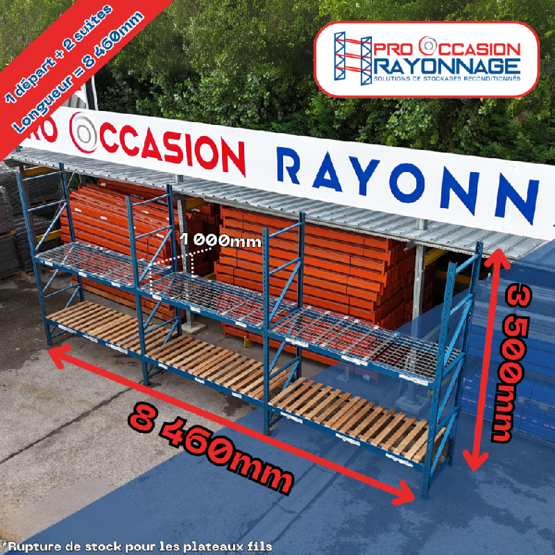 Lot de rayonnage industriel - Hauteur 3 500mm, Longueur 8 460mm, Profondeur 1 000mm - Provost Propal_0