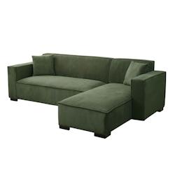 Oviala Business Canapé d'angle fixe 3 places avec méridienne droite vert kaki - vert polyester 112379_0