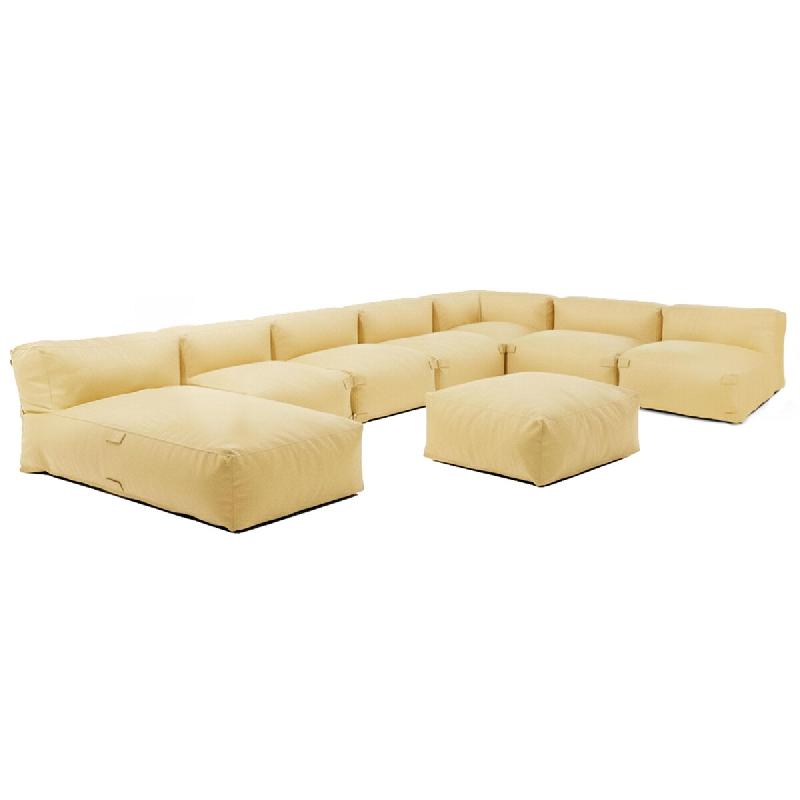 Oviala Business Salon de jardin modulable 8 places jaune clair - jaune polyester 115055_0