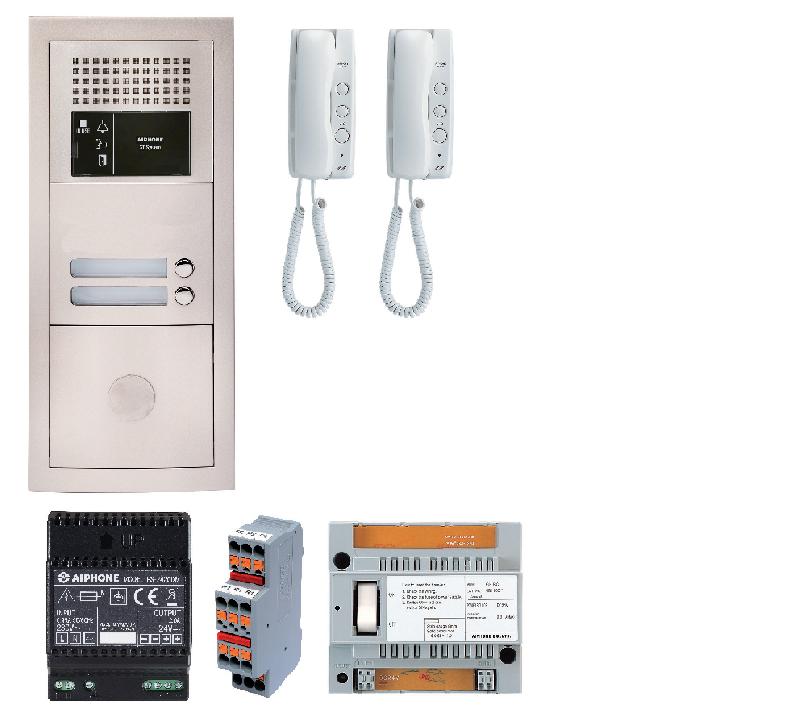 Pack audio 2 BP - prépercé VIGIK - centrale audio + alimentation + 2 postes GT1D - préprogrammé GTBA2E_0