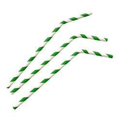 Pailles en papier flexibles Recyclables Fiesta Recyclable rayures vertes (lot de 250) - VEFB143_0