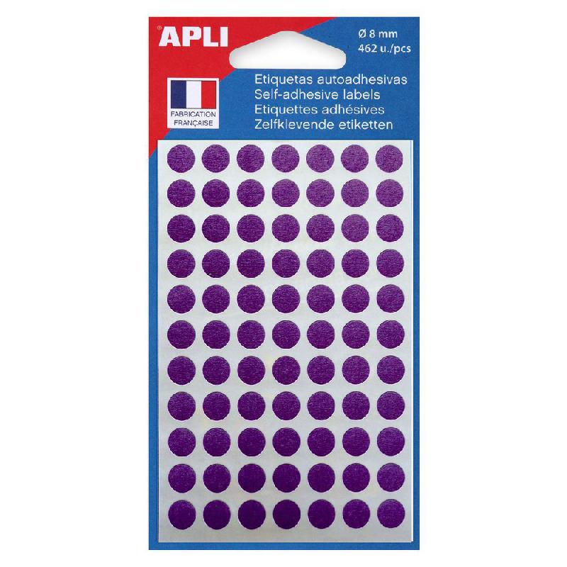 PASTILLES ADHESIVES DE COULEUR AGIPA Ø 8 MM - POCHETTE DE 462 - COLORIS VIOLET