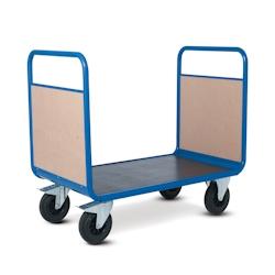 Provost Chariot manutention avec 2 dossiers bois charge 500kg - 80 x 120 x 100cm - bleu acier 400901094_0