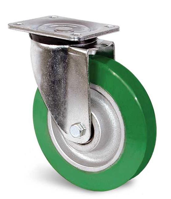 Roulette polyuréthane vert à platine pivotante 200mm 700kg - GUITEL HERVIEU - up5ra200-242b - 867452_0