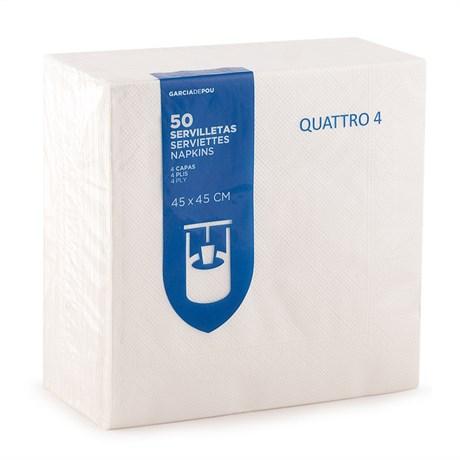 SERVIETTE QUATTRO 4 PLIS 21 G/M² 45X45 CM TISSU BLANC (VENDU PAR 750)