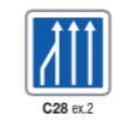 Panneau de signalisation d'indication - Type C28 ex.2 - Réduction du nombre de voies - Formats de 350 mm à 1500 mm_0