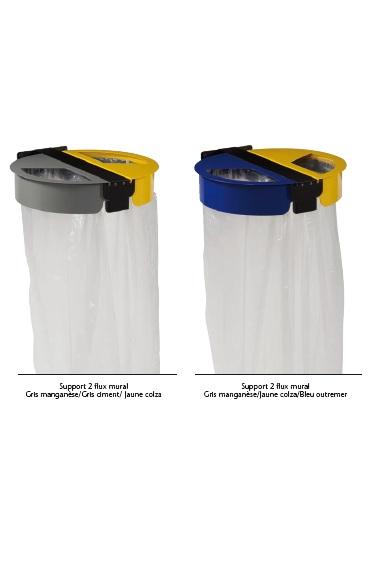 Support mural sac poubelle 2 flux Citwin - Acier poudré anti-UV - 2 x 110L_0