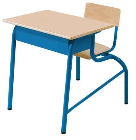 70x50 cm - Table d'écolier en bois avec chaise attenante - Bureau monobloc robuste et conforme aux normes_0
