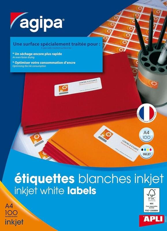 Apli 4000 étiquettes blanches jet d'encre, format 52,5 x 29,7 mm (100 feuilles A4 / cdt) - 3270241024968_0