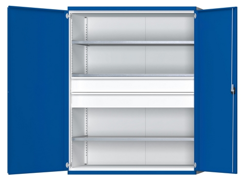Armoire d'atelier à charge lourde - L1485xP630xH1950mm - 1200kg de capacité totale - 2 tiroirs et 3 tablettes_0
