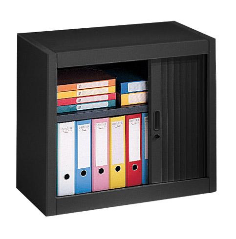 ARMOIRE MÉTAL À RIDEAUX DÉMONTABLE CLASSIQUE H 70 X L 80 CM CORPS NOIR / RIDEAUX NOIR