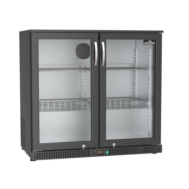 Arrière de bar - 2 portes pivotantes vitrées PREMIUM - GOLDINOX - noir 3701770829378_0